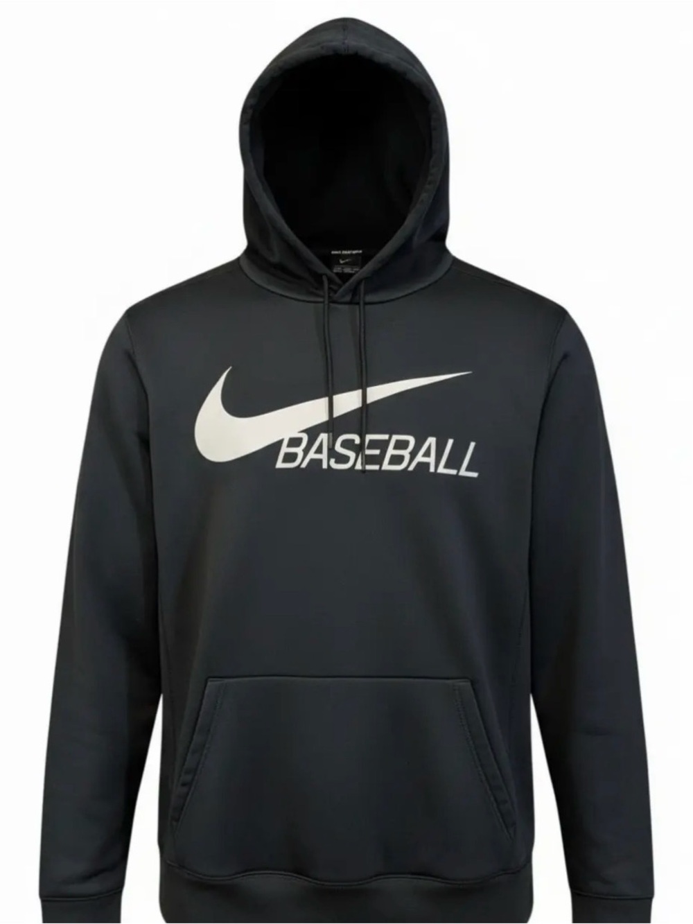 Nike Black Hoodie with White Swoosh and "BASEBALL" Graphic- men’s small